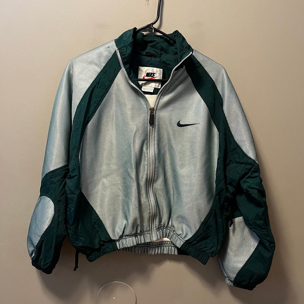 Nike Dark Green and Light Gray Men's Windbreaker Jacket